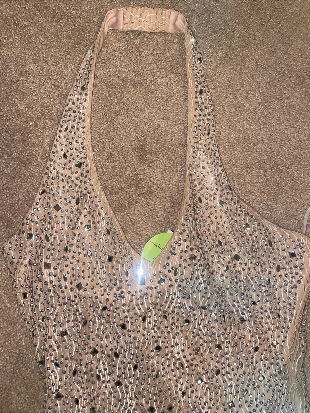 Boarlin Halter Dress with scattered rhinestones - Picture 2 of 4